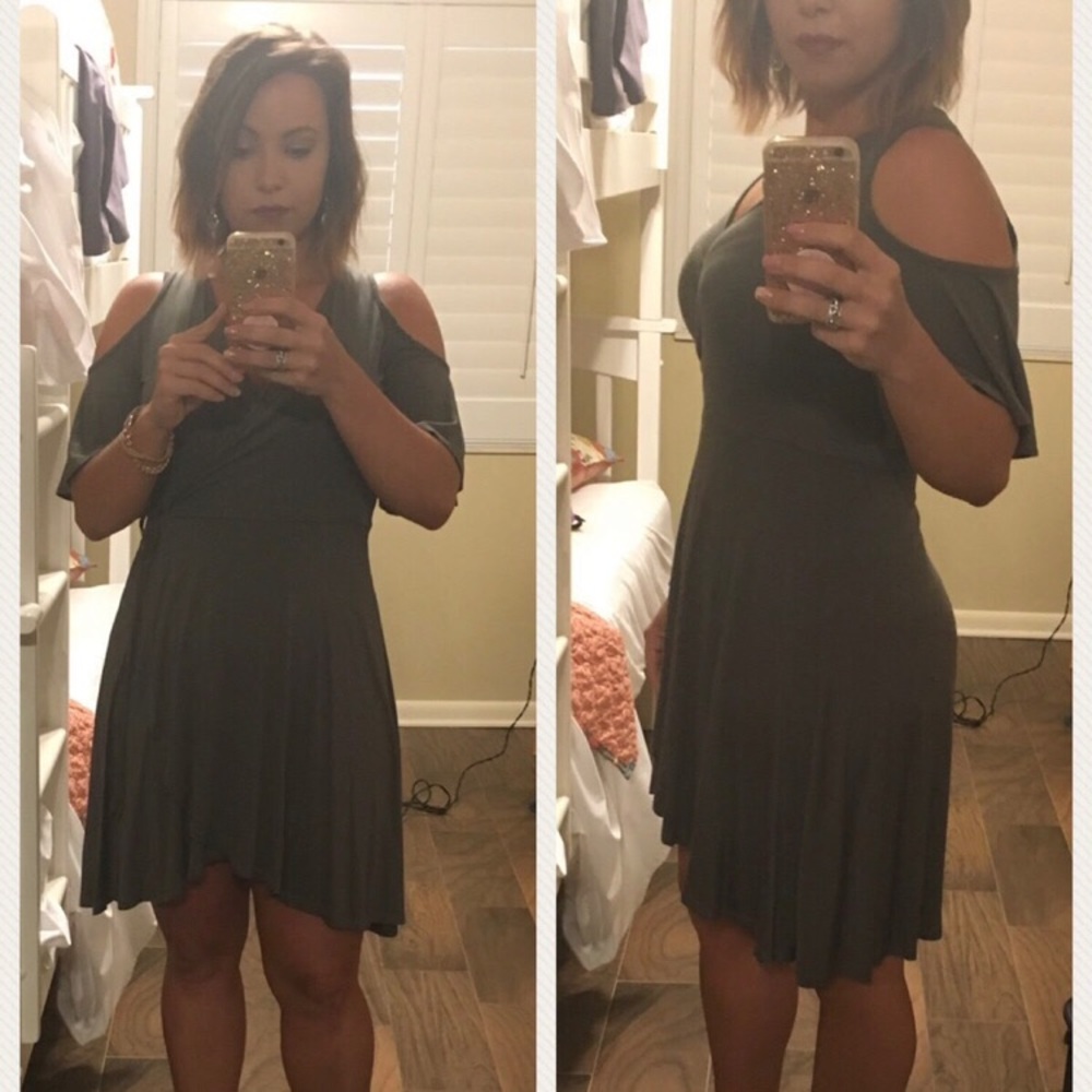 Cold shouldered wrap dress